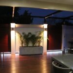 Modular feature wall in outdoor entertaining area