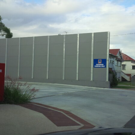 DuneWall with AcoustX Panel by Wallmark Australia 6m high at Aldi Sandgate QLD