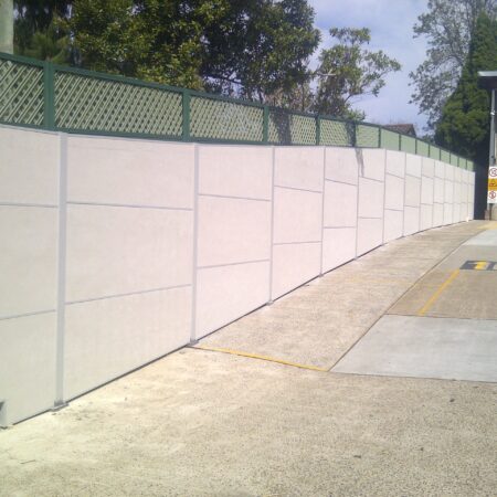 DuneWall with AcoustX Panel by Wallmark Australia bolted to concrete 2.4m high at Mitsubishi Sydney NSW