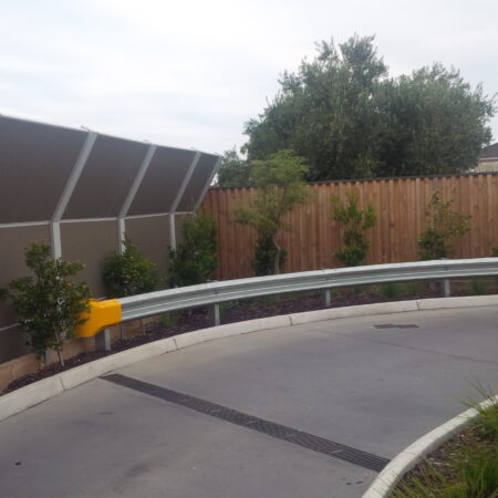 DuneWall with AcoustX Panel by Wallmark Australia with crank angle 3.6m high at Hungry Jacks Altona VIC