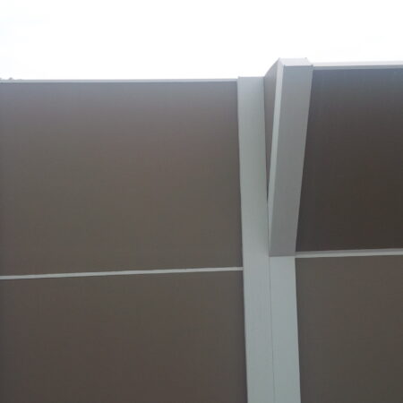 DuneWall with AcoustX Panel by Wallmark Australia with crank angle 3.6m high at Hungry Jacks Altona VIC