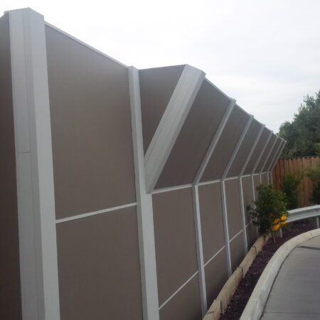 DuneWall with AcoustX Panel by Wallmark Australia with crank angle 3.6m high at Hungry Jacks Altona VIC