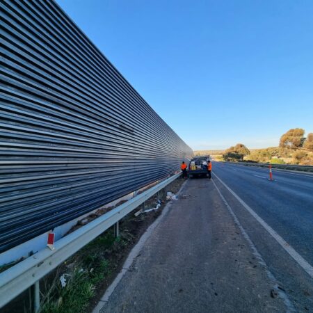 Wallmarks DuneWall supplied and installed at 7m high and 550m in length in Darley VIC