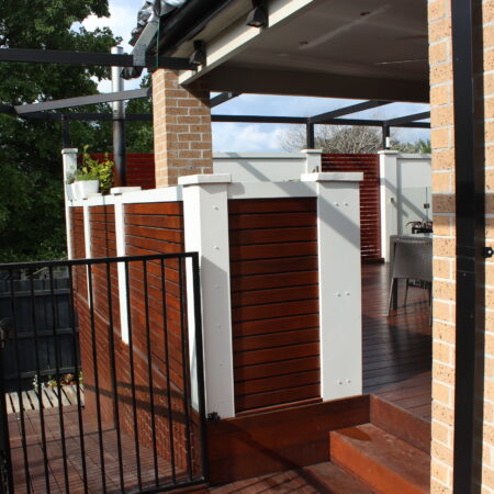 UrbanWall with AcoustX and timber feature panelling by Wallmark. 2.1m high at Albury, NSW